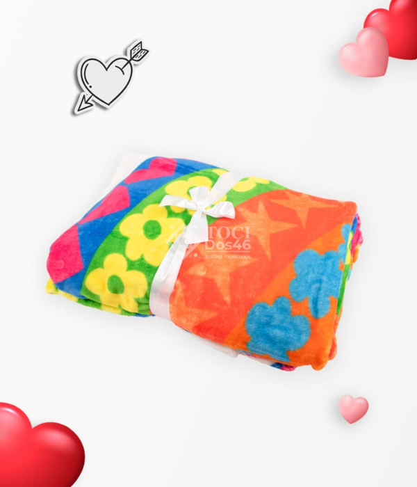 Cobertor Sobrecamero Matrimonial Corazones Multicolor