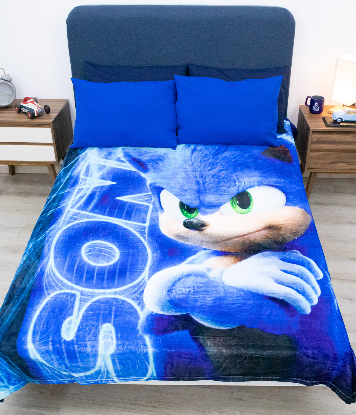 Cobertor Ligero Matrimonial Sonic Rayo Azul