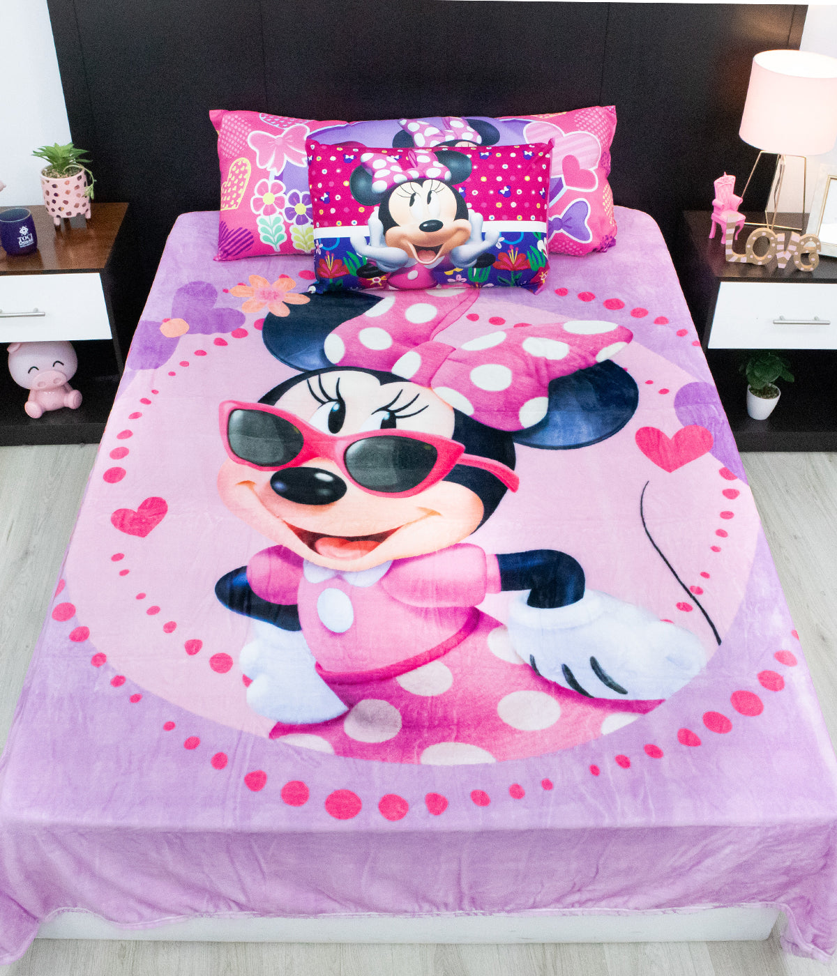 Cobertor Matrimonial Minnie Feliz Lila