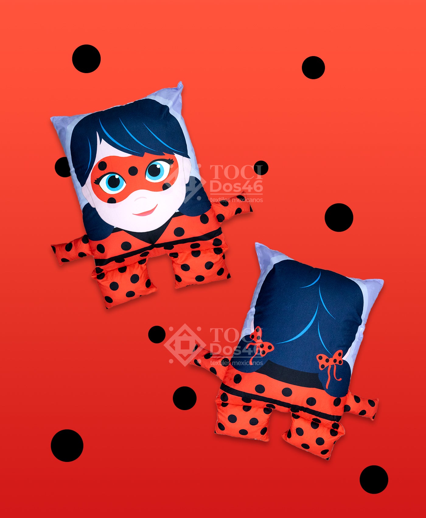 Almohada Feliz Lady Bug Rojo