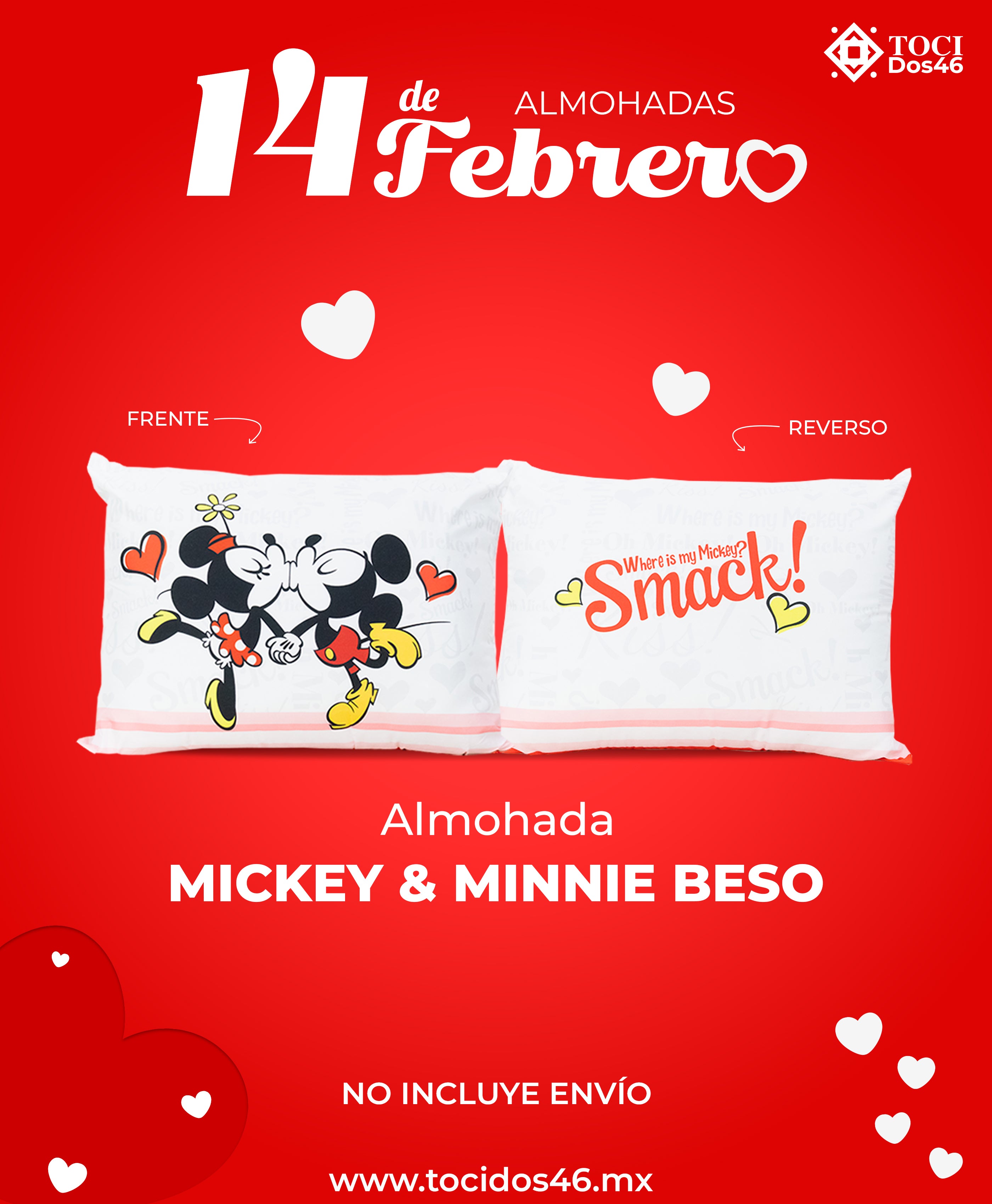 Almohada Mickey & Minnie Beso