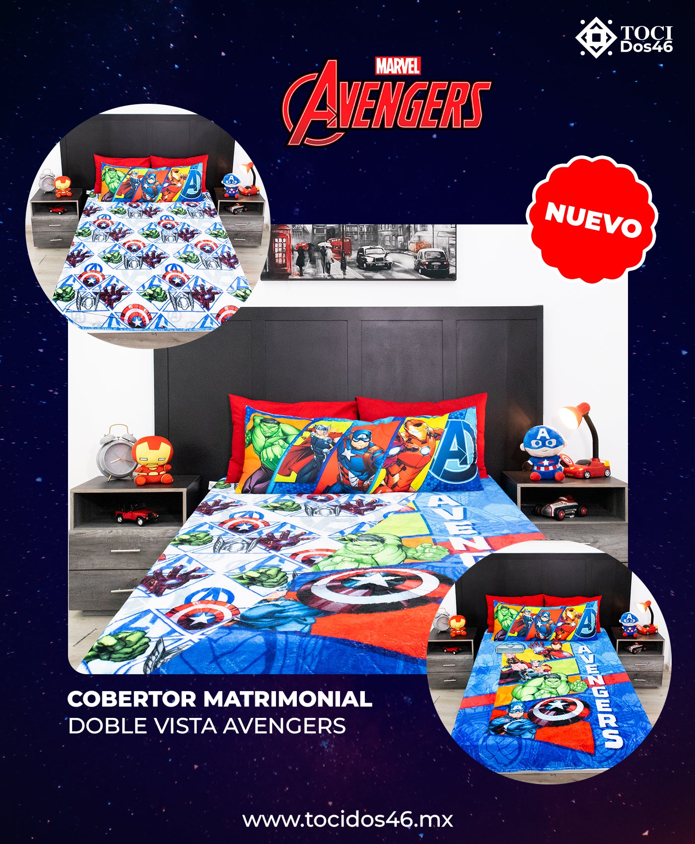 Cobertor Matrimonial Doble Vista Avengers