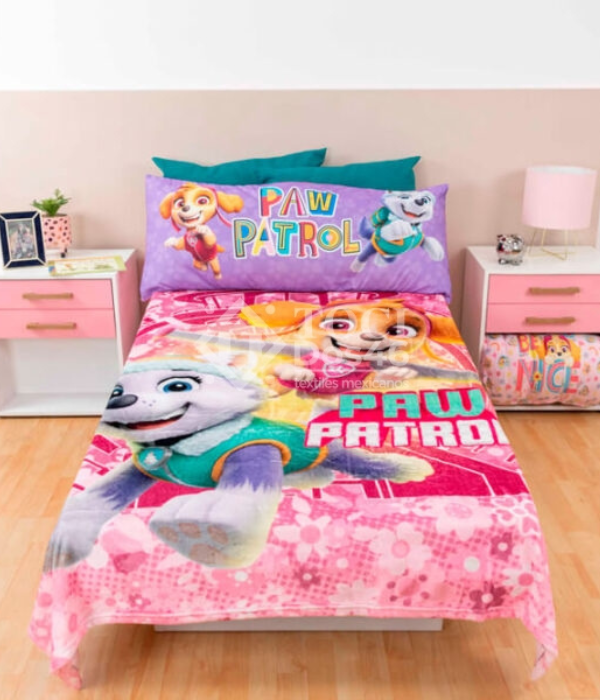 Cobertor Ligero Individual Paw Patrol Amigas Rosa