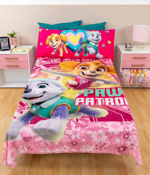 Cobertor Ligero Individual Paw Patrol Amigas Rosa