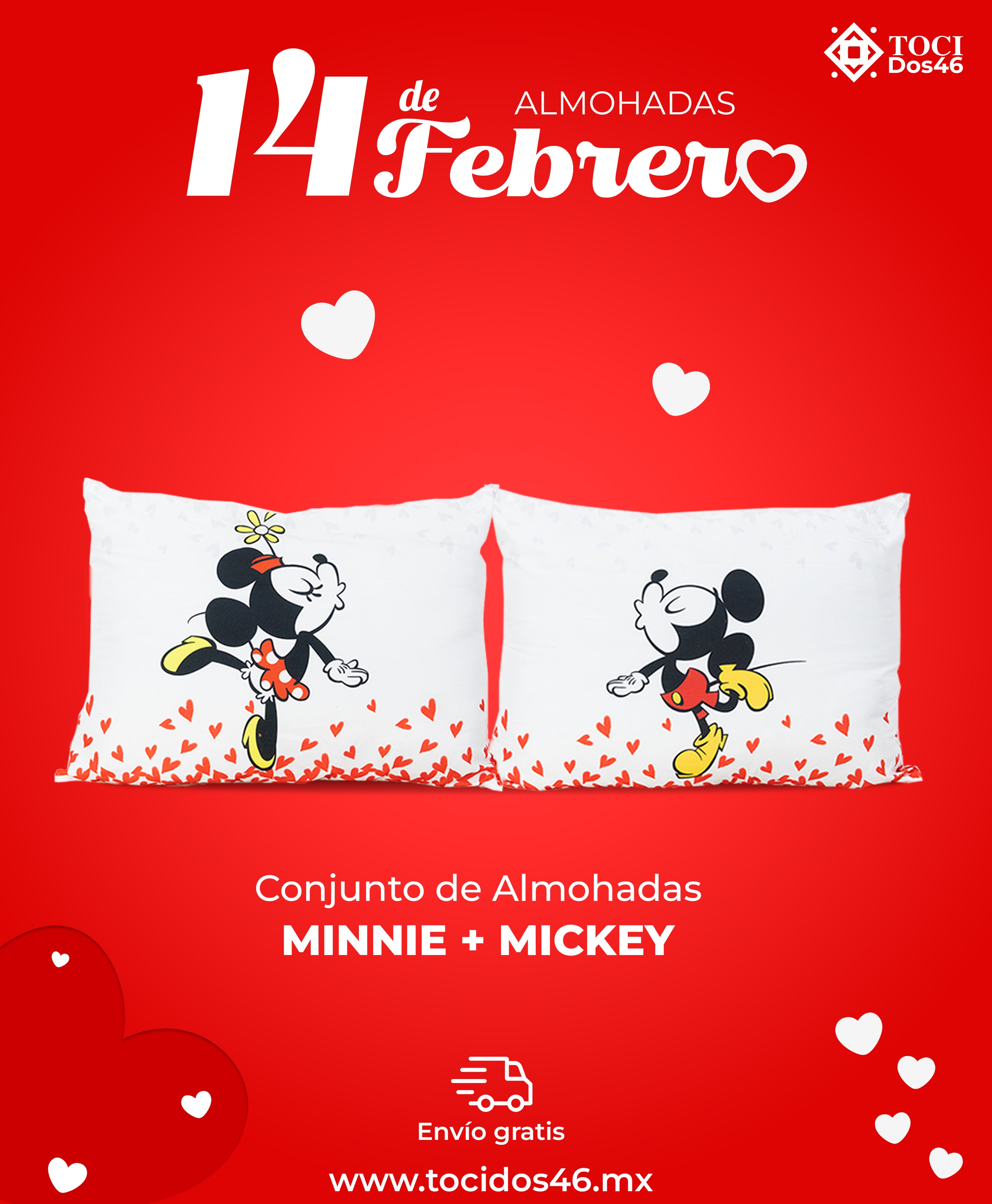 Conjunto de Almohadas Mickey + Minnie