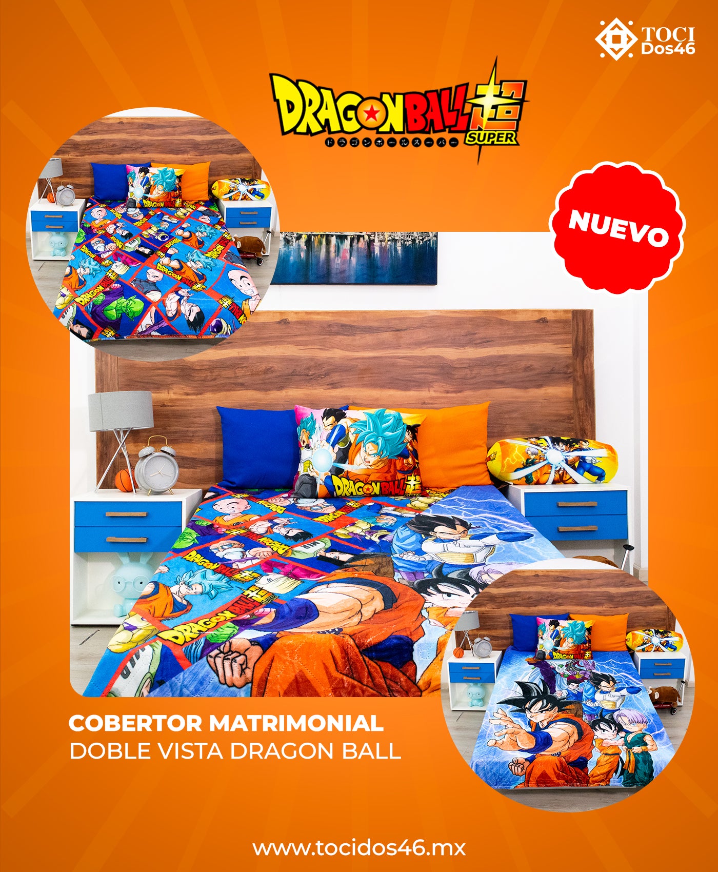 Cobertor Matrimonial Doble Vista Dragon Ball