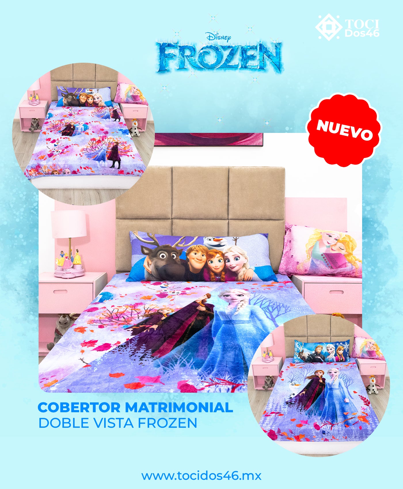 Cobertor Matrimonial Doble Vista Frozen