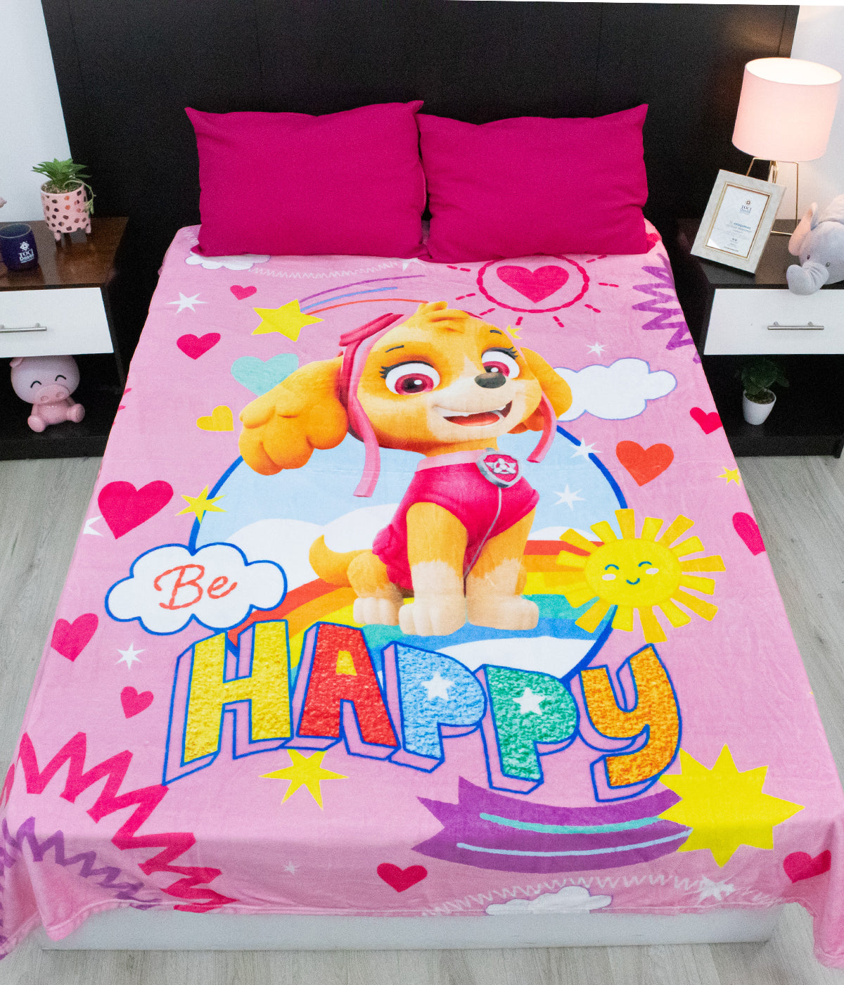 Cobertor Ligero Matrimonial Paw Patrol Happy Fucsia