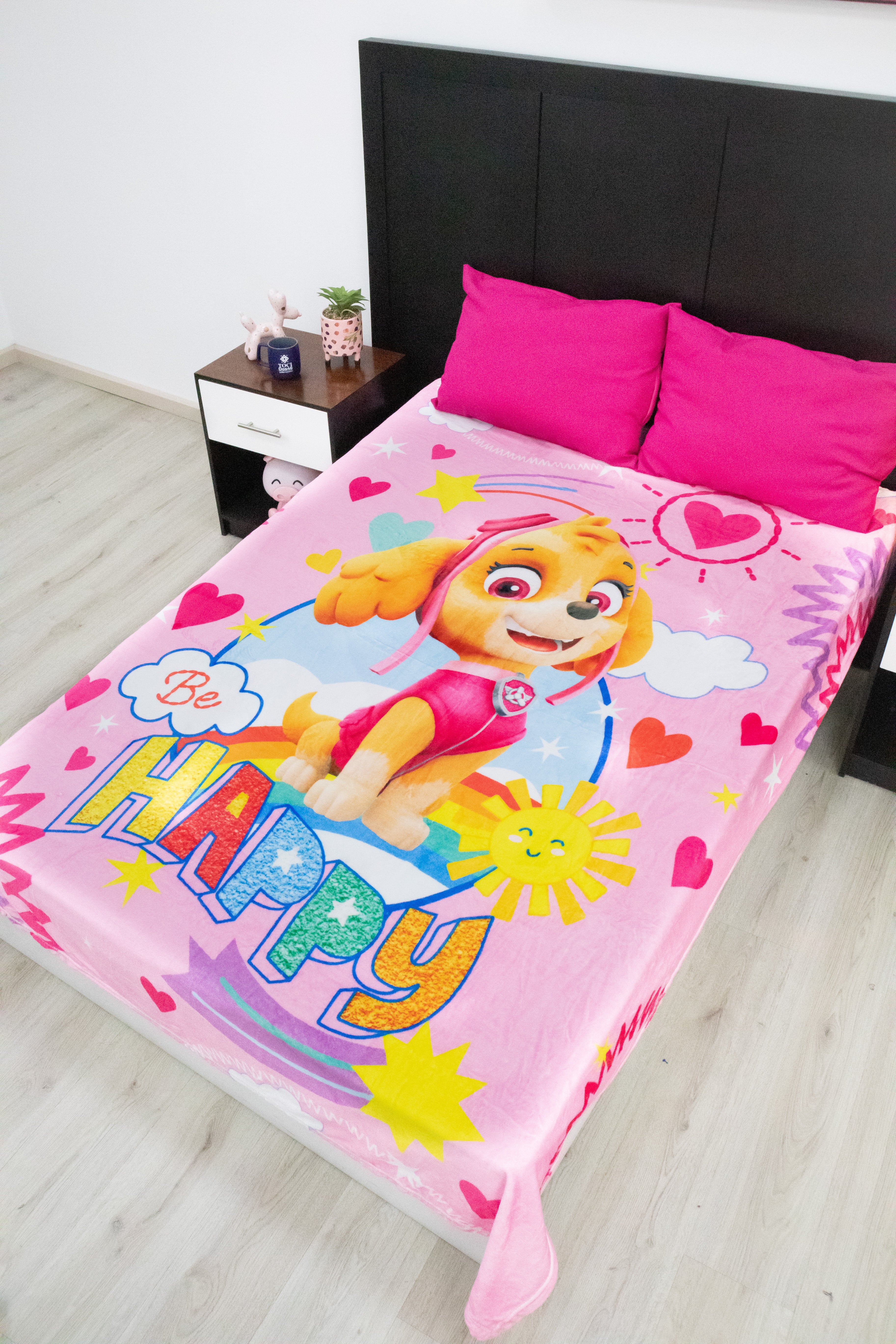 Cobertor Ligero Matrimonial Paw Patrol Happy Fucsia