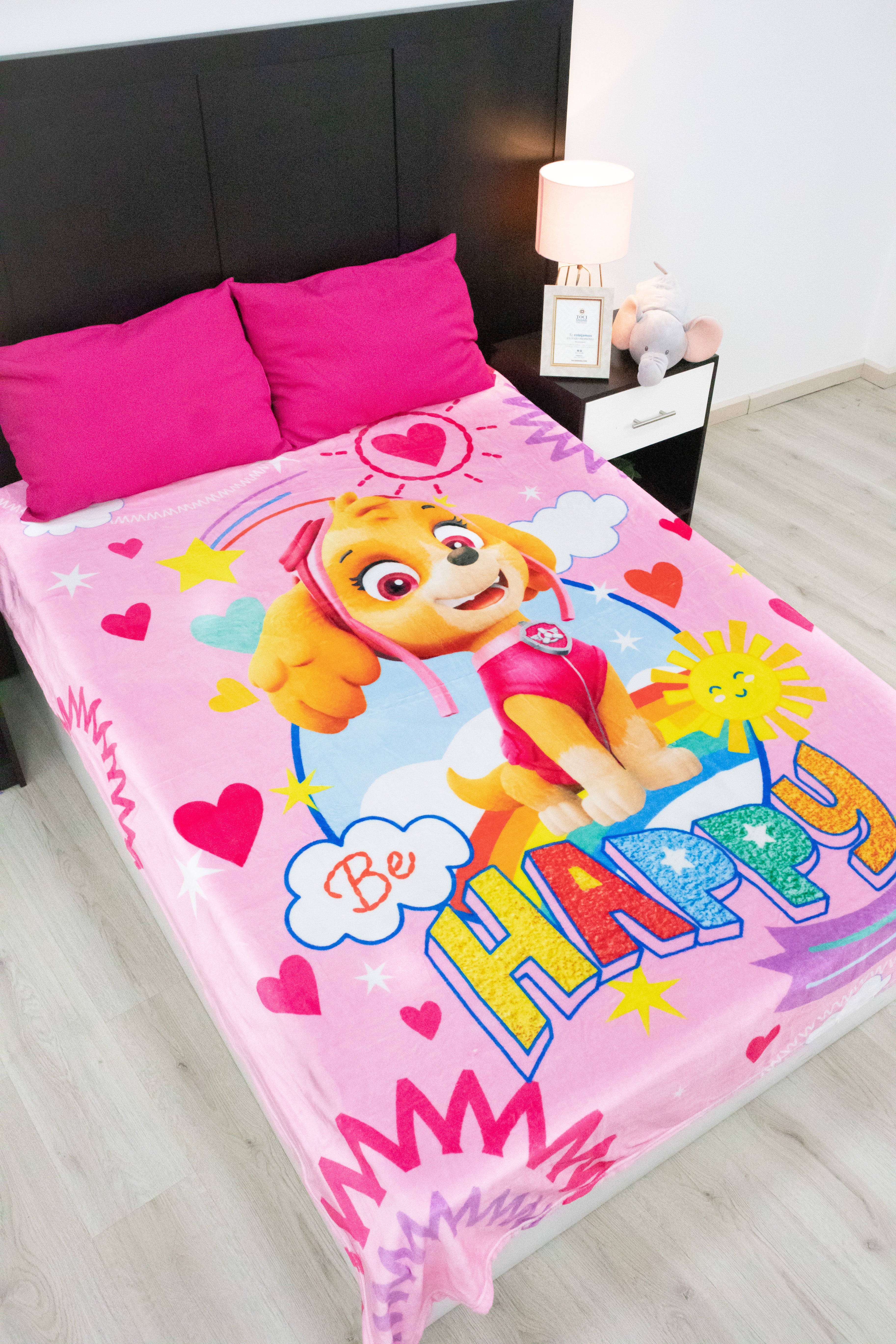 Cobertor Ligero Matrimonial Paw Patrol Happy Fucsia