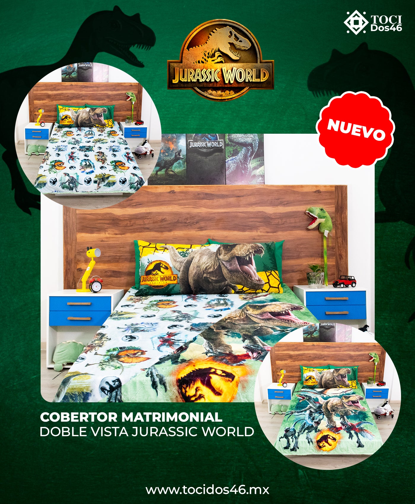 Cobertor Matrimonial Doble Vista Jurassic World