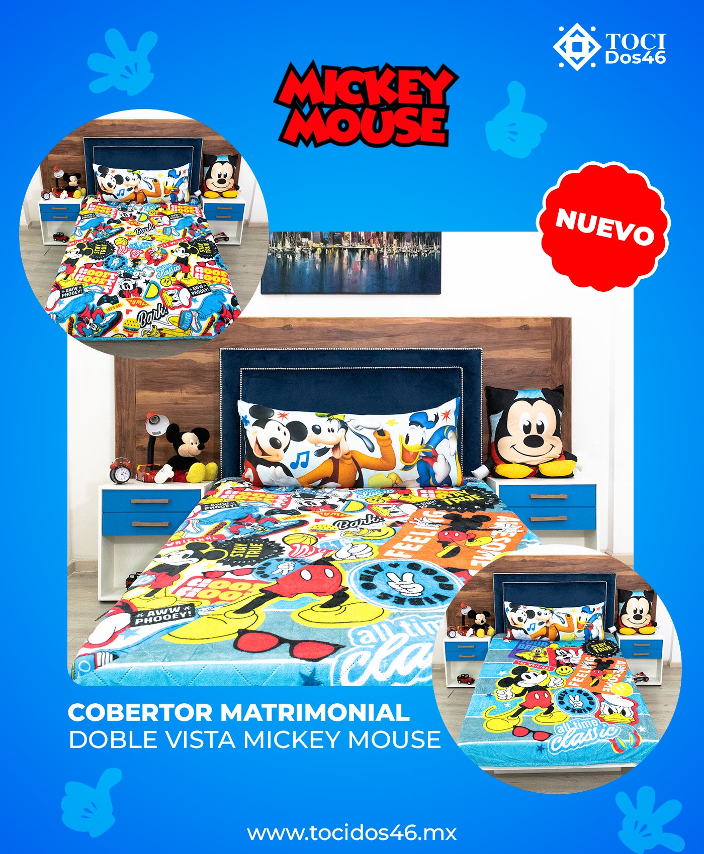 Cobertor Matrimonial Doble Vista Mickey