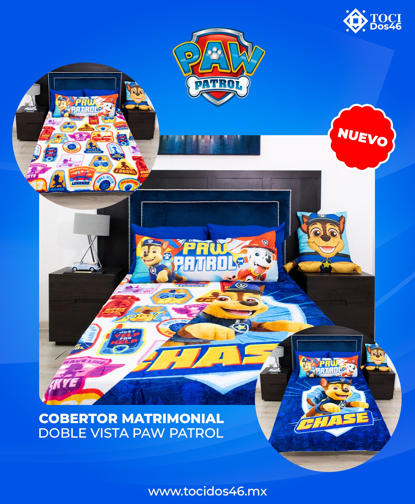 Cobertor Matrimonial Doble Vista Paw Patrol