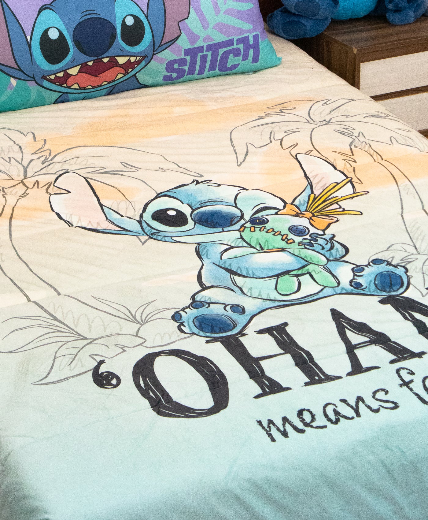 Colcha Hotelera Doble Vista Stitch Ohana