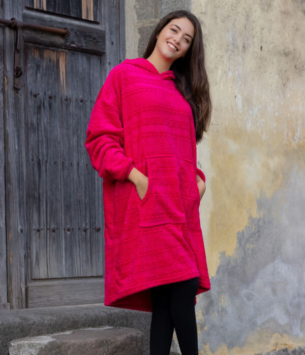 Sudadera Jumbo Rosa Fucsia Liso